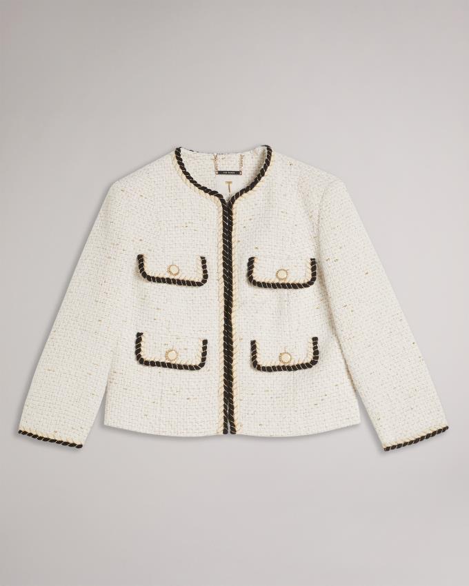 Veste Ted Baker Open Front Boucle Blanche Femme | TNY-97635442